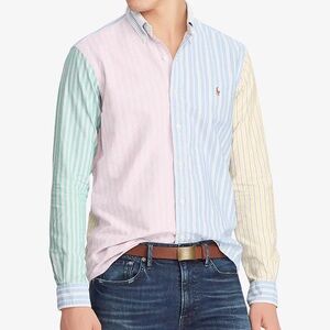 Ralph Lauren Men's Striped Colorblock Cotton Classic Fit Oxford Shirt Size XL